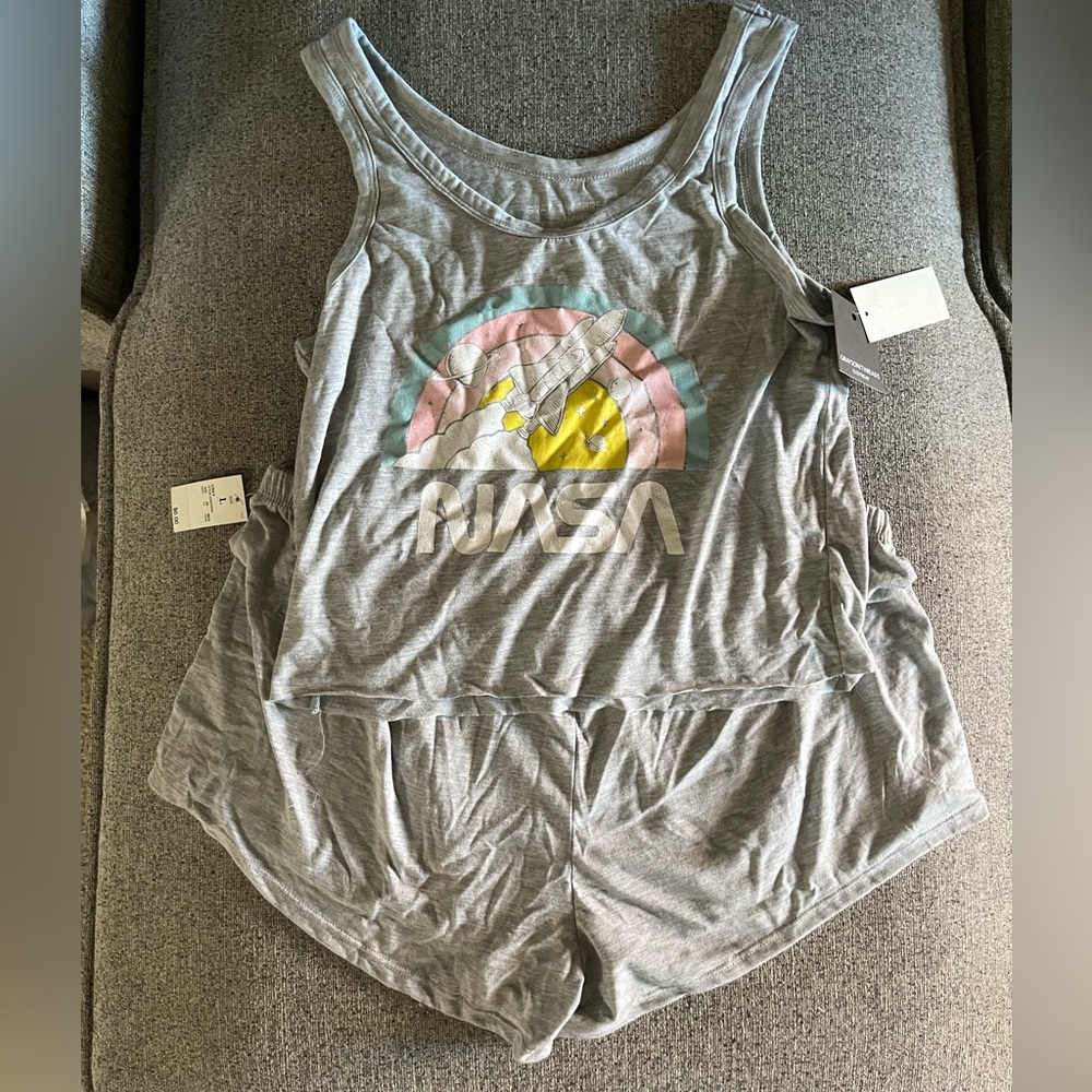 NEW Cropped NASA Grey Cotton Sleep Set Size Large